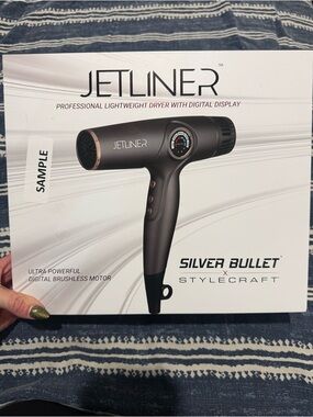 JETLINER Silver Bullet Professional Hair Dryer - Black with Rose Gold Accents